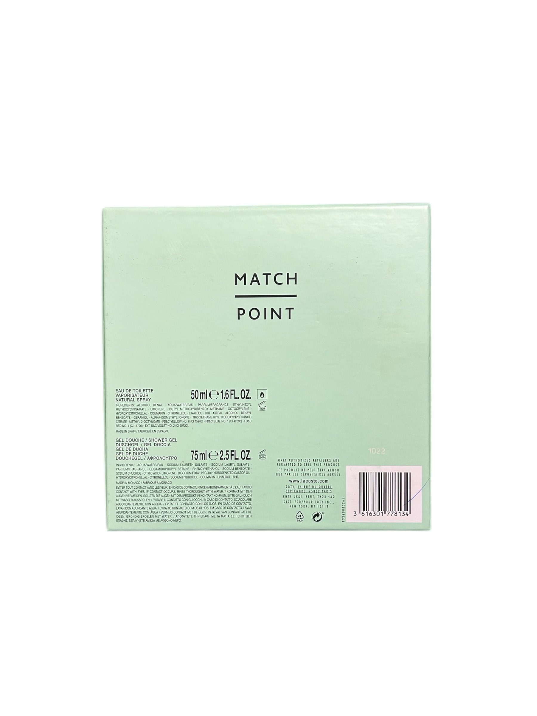 LACOSTE MATCH POINT (M) SET EDT 50ML + SG 75ML